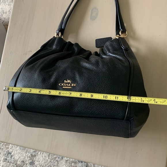 NWOT COACH Maya Leather Shoulder Bag black gold hardware logo pebble - Picture 11 of 16